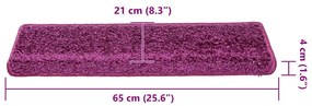 Tapetes de escadas 30 pcs 65x21x4 cm violeta