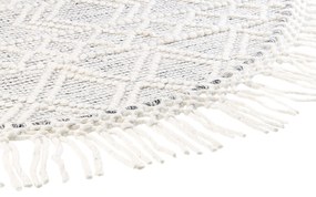 Tapete em lã cinzento e branco creme ⌀ 140 cm BULDAN Beliani