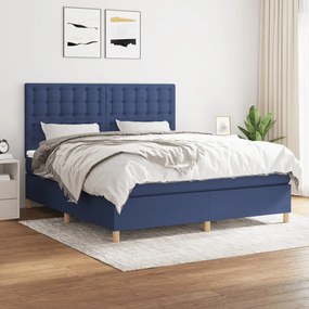 vidaXL Cama com molas/colchão 160x200 cm tecido azul