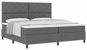 Cama Box Spring com Colchão Cinza Escuro 200x200 cm Tecido