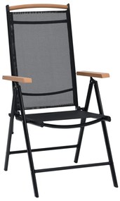 Cadeiras de jardim dobráveis 2 pcs alumínio e textilene preto