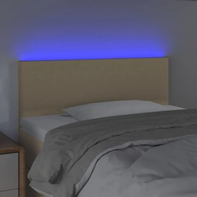 Cabeceira de cama c/ luzes LED tecido 80x5x78/88 cm cor creme