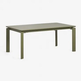 Mesa De Jantar Retangular Extensível Em Alumínio Milenca Verde Azeitona Intenso & 180 - 240 - 300 X 100 Cm - Sklum