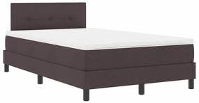 Cama Box Spring com Colchão &amp; LED Marrom Escuro 120x190 cm Tecido