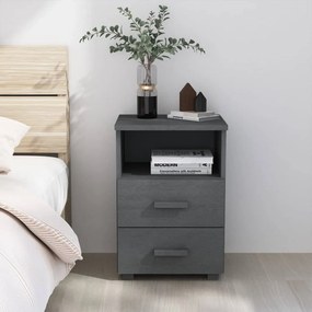 vidaXL Mesa de cabeceira HAMAR 40x35x62 cm pinho maciço cinza-escuro