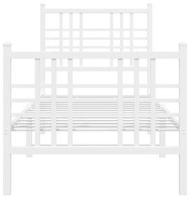 Estrutura de cama com cabeceira e pés 75x190 cm metal branco