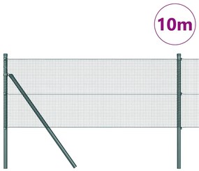 Cerca de Fio Soldado com 7 Postes Verde 0.6x10 m Aço