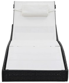 Espreguiçadeiras com mesa 2 pcs vime PE e textilene preto