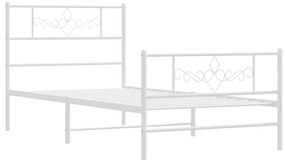 Estrutura de cama com cabeceira e pés 100x190 cm metal branco