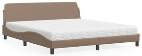 vidaXL Cama com colchão 180x200 cm couro artificial cappuccino