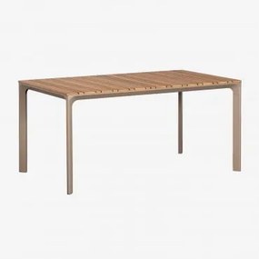 Mesa De Jardim Retangular 160x90 Cm Em Alumínio E Madeira De Teca Katiana Castanho Moka - Sklum