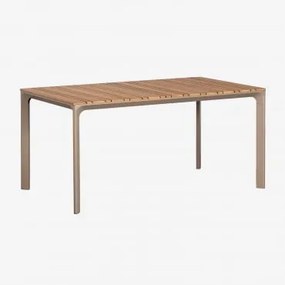 Mesa De Jardim Retangular 160x90 Cm Em Alumínio E Madeira De Teca Katiana Moka Brown - Sklum