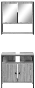 2 pcs conjunto móveis WC derivados de madeira sonoma cinza