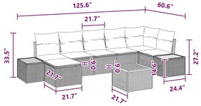 Conjunto de Sofá de Jardim com 8 Peças e Almofadas, Rattan Preto, Made