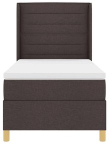 Cama Box com Colchão &amp; LED VidaXL Marrom Escuro 100x200 cm Tecido