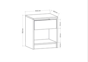 Mesa de Cabeceira Sheridan - Antracite - 44,6x35,9x52,8 cm