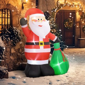 Pai Natal Insuflável de Natal, 143 x 80 x 180 cm, Com Luzes LED, Vermelho