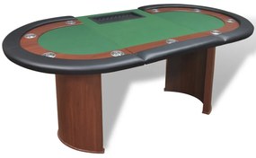 Mesa poker 10 jogadores c/ área crupiê e tabuleiro fichas verde