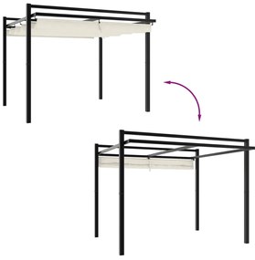 Gazebo de jardim com teto retrátil 3x3 m alumínio creme