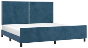 Estrutura de cama sem colchão 200x200 cm veludo azul-escuro