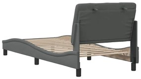 Estrutura de cama sem colchão 90x200 cm tecido cinzento-escuro