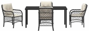 Conjunto de Jantar de Jardim com 5 Peças da e Almofadas Pretas em Ratt