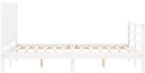 Estrutura de cama com cabeceira 120x200cm madeira maciça branco