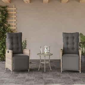 vidaXL Cadeiras jardim reclináveis 2 pcs c/ apoio de pés cinza claro