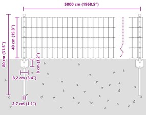 Cerca Euro com 22 Postes U Verde 0,4x50 m Aço