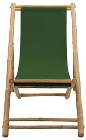 Espreguiçadeira de bambu e lona verde