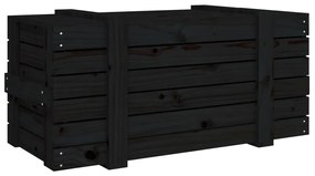 Caixa de arrumação 91x40,5x42 cm madeira de pinho maciça preto