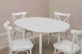 Conjunto de Mesa de Jantar Extensível Oliver – Branco – Mesa: 100x75x1