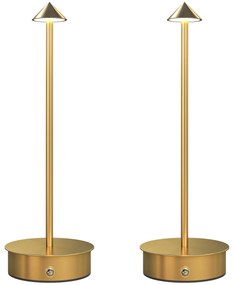 HOMCOM Conjunto de 2 Candeeiros de Mesa Recarregáveis por USB Reguláveis com Controlo Táctil 3000K/4500K/6500K Ø10x30 cm Dourado | Aosom Portugal