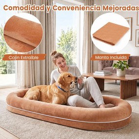 Cama Partilhada para Animais, 185 x 78 x 21 cm, Bordo Removível, Castanho