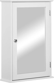kleankin Armário de Casa de Banho com Espelho Armário com Espelho para Casa de Banho com Prateleira Estilo Moderno 41x14x60 cm Branco | Aosom Portugal