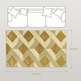 Tapete Sala de Estar 170x120 cm Tapete Lavável na Máquina de Lavar Pelo Curto Estilo Moderno Creme e Castanho Claro