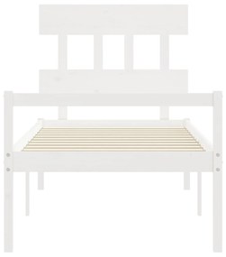 Cama para idosos com cabeceira 100x200 cm madeira maciça branco