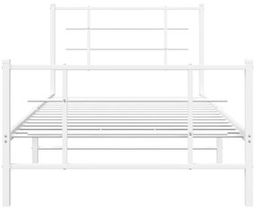 Estrutura de cama com cabeceira e pés 107x203 cm metal branco