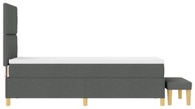 Cama Box Spring com Colchão e Banco Cinza Escuro 80x200 cm Tecido
