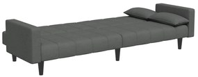 Sofá-cama de 2 lugares c/ apoio de pés tecido cinzento-escuro