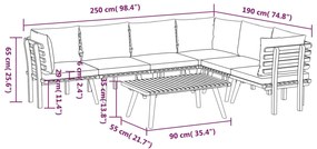 7 pcs conjunto lounge de jardim com almofadões acácia maciça