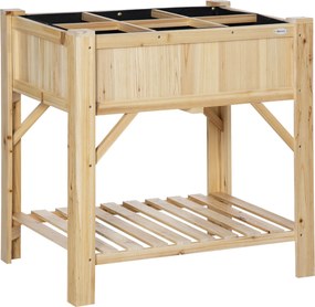 Horta Urbana de Madeira Mesa de Cultivo com 6 Compartimentos e Prateleira Inferior para Plantas e Flores em Jardim Terraço Exterior Capacidade 80 kg 7