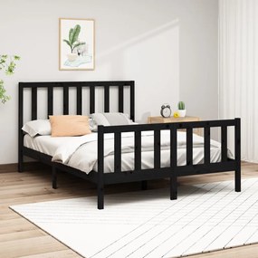 vidaXL Estrutura de cama 160x200 cm pinho maciço preto