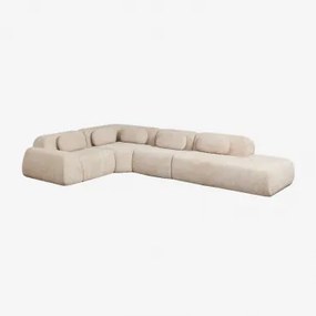 Sofá Modular De Canto Em 4 Peças Com Chaise Longue Direita Em Chenille Embalado A Vácuo Mérida Chenille Grossa Bege Tapioca - Sklum