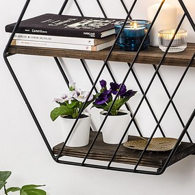 Prateleira de Parede Liliales – Preto Nogueira Escuro – 44x40x15 cm |