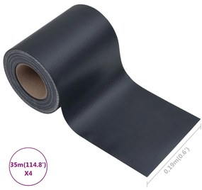 4 pcs painéis privacidade jardim 35x0,19m PVC cinza-escuro mate