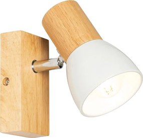 Candeeiro de parede rústico em madeira com branco ajustável - Thorin