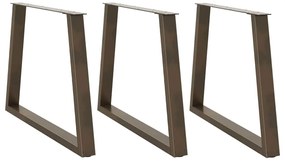 Pés para mesa de jantar em formato de V, 3 peças, aço natural, 100x(72
