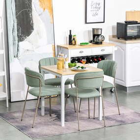 Conjunto de 4 Cadeiras de Sala de Jantar Empilháveis com Pés de Metal Estilo Moderno Nórdico para Cozinha Bar Restaurante Carga Máx. 100kg 49,5x55x81cm Verde