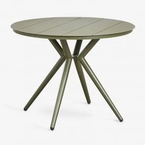Mesa De Jardim Redonda Em Alumínio Valerie Verde Azeitona Intenso & Ø100 Cm - Sklum